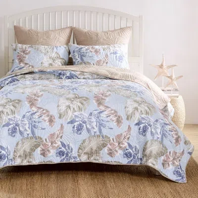 Greenland Home Fashions Tropics Aulne Reversible Quilt Set In Mist Floral