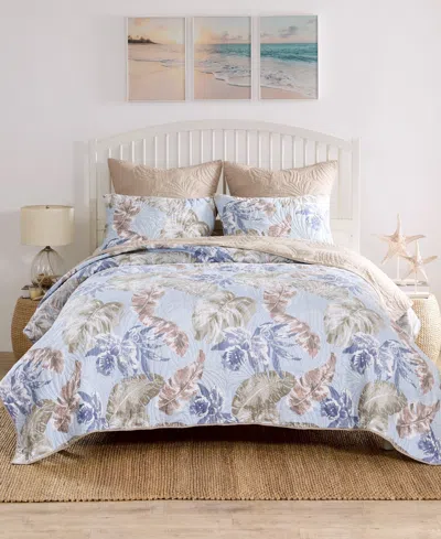 Greenland Home Fashions Tropics Coastal Palm 2 Piece Quilt Set, Twin/twin Xl In Mist