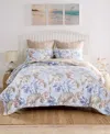 Greenland Home Fashions Tropics Coastal Palm 3 Piece Quilt Set, Full/queen In Mist