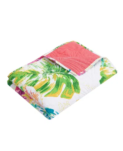 Greenland Home Fashions Tropics Coastal Palm Throw, 50" X 60" In Coral