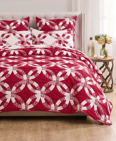Greenland Home Fashions Wedding Ring Reversible 3-pc. Coverlet Set, Full/queen In Red