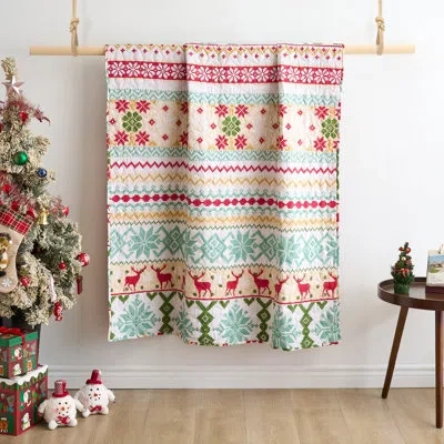 Greenland Home Fashions Winter Knit-inspired Design Fair Isle Snow Throw Blanket – 50x60" In Blue;green;red