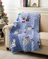Greenland Home Fashions Winter Whiskers Pet Lover's Reversible Holiday Throw, 50" X 60" In Blue