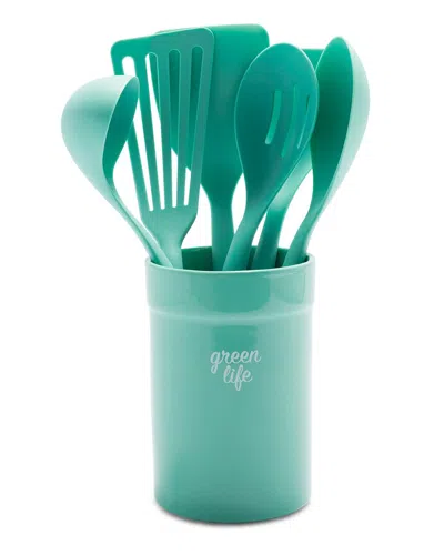 Greenlife 7pc Utensil Set With Crock In Blue