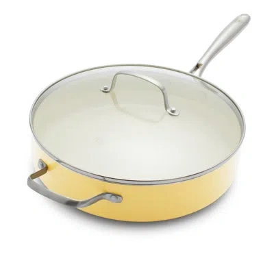 Greenlife Artisan Healthy Ceramic Nonstick, 5qt Saute Pan, Turquoise In Yellow