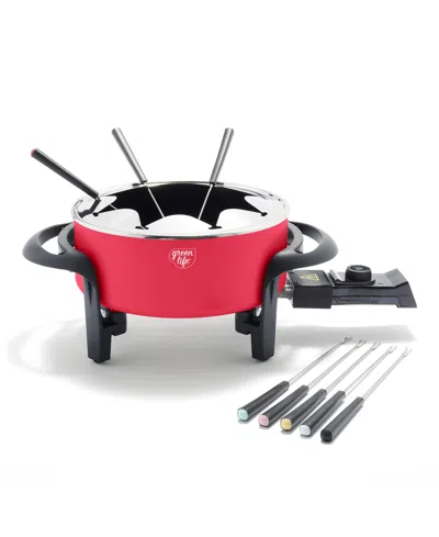Greenlife Healthy Ceramic Nonstick Fondue Party Set In Red