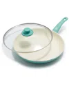 Greenlife Soft Grip Healthy Ceramic Nonstick 6qt Stockpot With Lid & Straining Lid