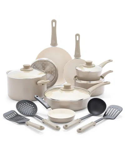 Greenlife Soft Grip Healthy Ceramic Nonstick 16pc Kitchen Cookware Set In Brown