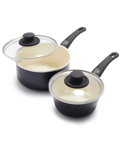 Greenlife Soft Grip Healthy Ceramic Nonstick 1qt & 2qt Saucepan Set In Black