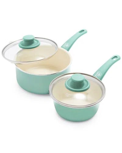 Greenlife Soft Grip Healthy Ceramic Nonstick 1qt & 2qt Saucepan Set In Blue