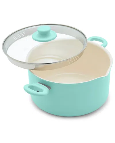 Greenlife Soft Grip Healthy Ceramic Nonstick 6qt Stockpot With Lid & Straining Lid In Blue