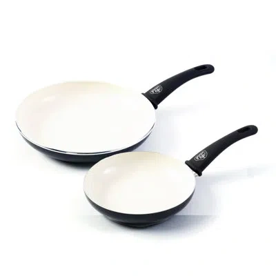 Greenlife Soft Grip Healthy Ceramic Nonstick, 7" And 10" Frying Pan Skillet Set, Pfas-free, Dishwasher Safe In Black,cream