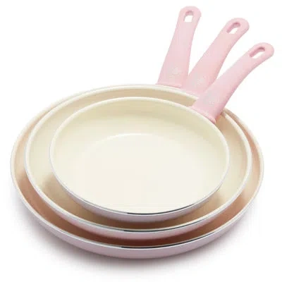 Greenlife Soft Grip Healthy Ceramic Nonstick, 8" 10" And 12" Frying Pan Skillet Set, Pfas-free In Pink