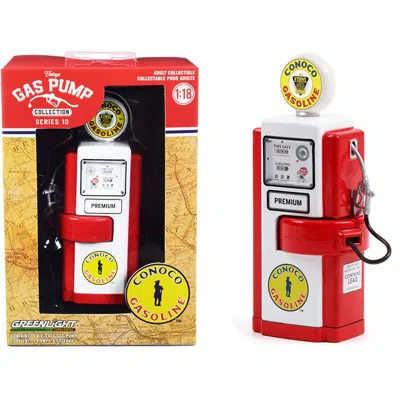 Greenlight 1-18 Scale 1948 Wayne 100-a Gas Pump Conoco Gasoline Vintage Gas Pumps 10 Diecast Model Red & White