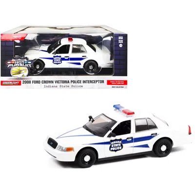 Greenlight 1-24 Scale Crown Victoria Police Interceptor 2008 Ford Diecast Model Car With Stripes Indiana State 