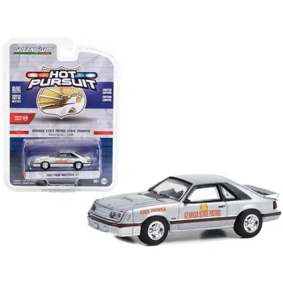 Greenlight 1 To 64 Scale 1982 Ford Mustang Gt Silver Metallic Georgia State Patrol State Trooper Hot Pursuit Se
