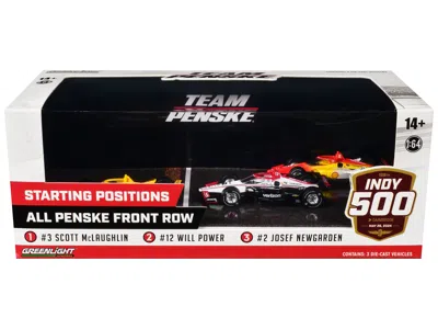 Greenlight 108th Indianapolis 500 (2024) "all Penske Front Row" Set Of 3 Indycars 1/64 Diecast Model Cars By Gr