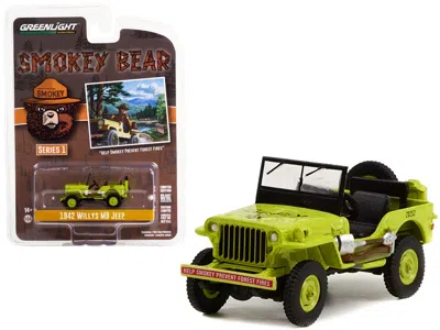 Greenlight 1942 Willys Mb Jeep Bright Green "help Smokey Prevent Forest Fires" "smokey Bear" Series 1 1/64 Diec