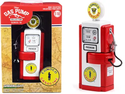 Greenlight 1948 Wayne 100-a Gas Pump "conoco Gasoline" Red And White "vintage Gas Pumps" Series 10 1/18 Diecast