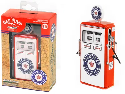 Greenlight 1954 Tokheim 350 Twin Gas Pump "standard Gasoline" White And Red "vintage Gas Pumps" Series 15 1/18