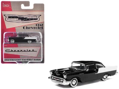 Greenlight 1957 Chevrolet One-fifty Sedan Black And White 1/64 Diecast Model Car By Ixo Models