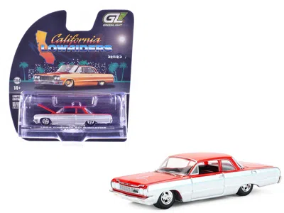 Greenlight 1964 Chevrolet Biscayne Lowrider Silver Metallic And Red Two-tone "california Lowriders" Series 7 1/