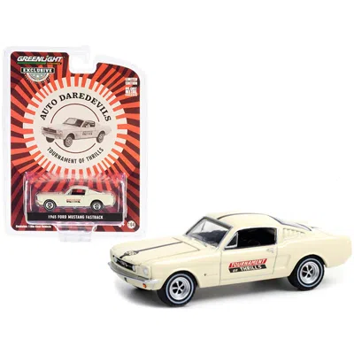 Greenlight 1965 Ford Mustang Fastback No.56 Cream Auto Daredevils Tournament Of Thrills Hobby Exclusive 1-64 Sc
