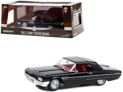 Greenlight 1965 Ford Thunderbird Convertible (top-up) Raven Black With Red Interior 1/43 Diecast Model Car By G