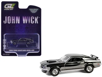 Greenlight 1969 Ford Mustang Boss 429 Silver Chrome Edition With Black Stripes "john Wick" (2014) Movie "hobby 