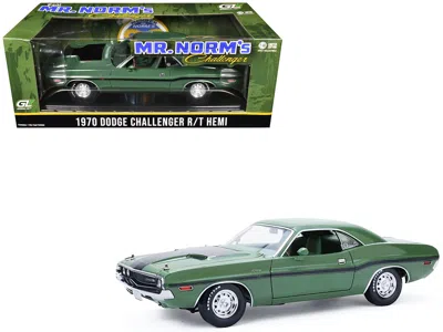Greenlight 1970 Dodge Challenger R/t Hemi F8 Green With Black Stripes And Green Interior "mr. Norm's