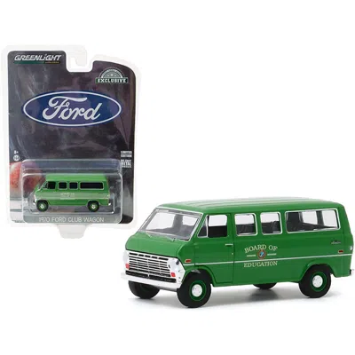 Greenlight 1970 Ford Club Wagon Van Green Board Of Education Hobby Exclusive 0.16 4 Diecast Model