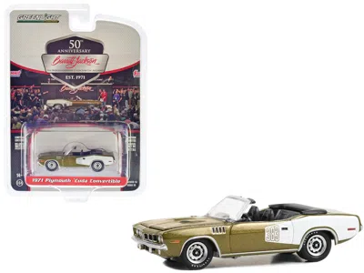 Greenlight 1971 Plymouth Barracuda 383 Convertible Tawny Gold Metallic And White (lot #1071) Barrett Jackson "s