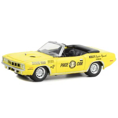 Greenlight 1971 Plymouth Barracuda Convertible Dixie 500 Pace Car Yellow Hobby Exclusive Series 1-64 Scale Diec