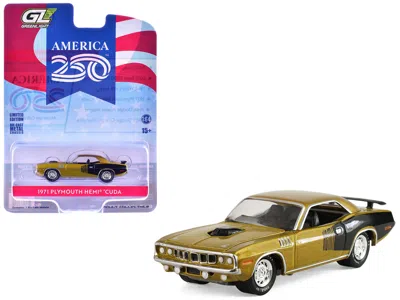 Greenlight 1971 Plymouth Hemi Â€˜cuda Gold Metallic With Black Accents "america 250 Edition" "anniversary Colle