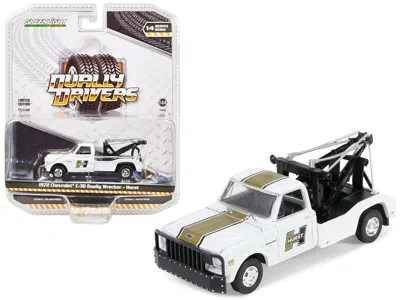 Greenlight 1972 Chevrolet C-30 Dually Wrecker Tow Truck White With Gold Stripes "hurst" "dually Drivers" Series
