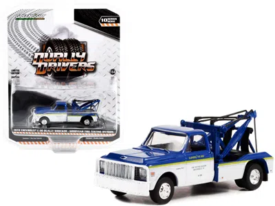 Greenlight 1972 Chevrolet C-30 Dually Wrecker Truck White And Blue With Yellow Stripes "goodyear Tire Testing D