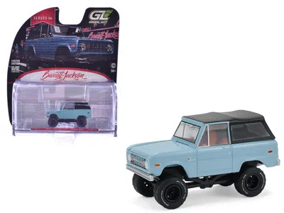 Greenlight 1972 Ford Bronco Custom Suv Light Blue With Black Top "barrett-jackson" Series 16 1/64 Diecast