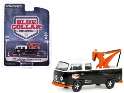 Greenlight 1973 Volkswagen Double Cab Tow Truck Black And White "texaco 24 Hour Road Service" "blue Collar Coll