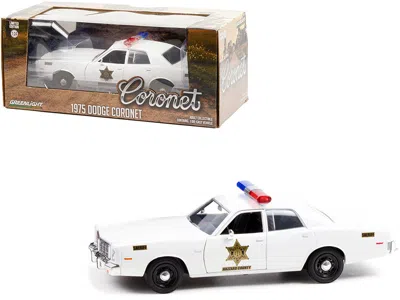 Greenlight 1975 Dodge Coronet White "hazzard County Sheriff" 1/24 Diecast Model Car By
