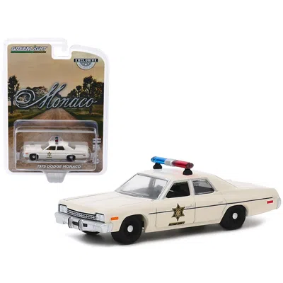 Greenlight 1975 Dodge Monaco Cream Hazzard County Sheriff Hobby Exclusive 16-4 Diecast Model Car In White