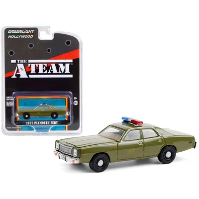 Greenlight 1977 Plymouth Fury U. S. Army Police Army Green 1 By 64 Scale Diecast Model Car