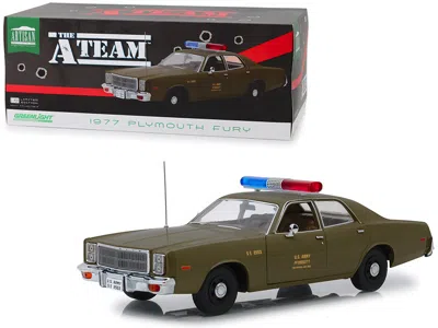 Greenlight 1977 Plymouth Fury U. S. Army Police Army Green "the A-team" (1983-1987) Tv Series 1/18 Diecast Mode