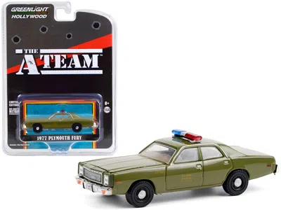 Greenlight 1977 Plymouth Fury "u. S. Army Police" Army Green "the A-team" (1983-1987) Tv Series "hollywood Spec