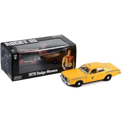 Greenlight 1978 Dodge Monaco Taxi City Cab Co. Yellow Rocky Iii 1982 Movie 1-24 Diecast Model Car