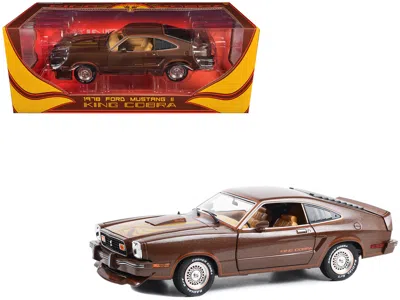 Greenlight 1978 Ford Mustang Ii King Cobra Dark Brown Metallic With Orange And Gold Hood Stripes 1/18 Diecast M