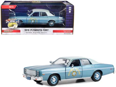 Greenlight 1978 Plymouth Fury Slicktop Blue Metallic With White Top "nevada Highway Patrol" "hot Pursuit" Serie