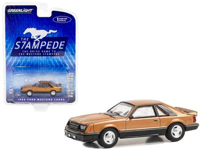 Greenlight 1980 Ford Mustang Cobra Dark Chamois Brown Metallic With Hood Graphic "the Drive Home To The Mustang