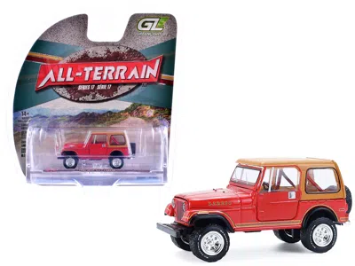 Greenlight 1980 Jeep Cj-7 Laredo Red With Tan Top "all Terrain" Series 17 1/64 Diecast Model Car By