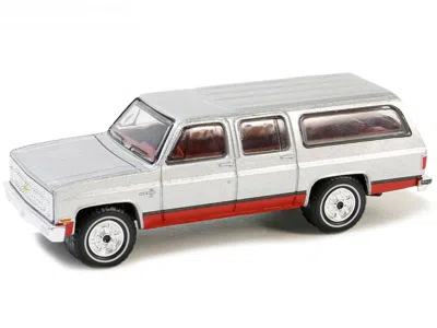 Greenlight 1981 Chevrolet Suburban Silver Metallic And Red "vintage Ad Cars" Series 10 1/64 Diecast Model Car B