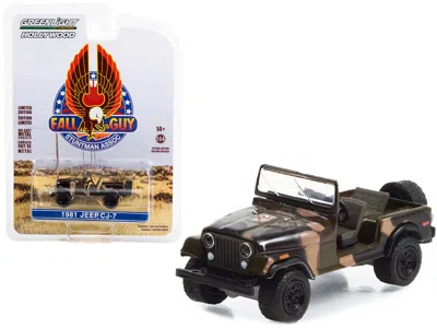 Greenlight 1981 Jeep Cj-7 Camouflage "fall Guy Stuntman Association" Hollywood Special Edition 1/64 Diecast Mod